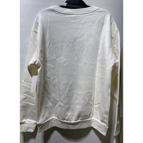 *NWT* L PEanuts Snoopy Women's Embroidered Sweatshirt LARGE Ivory - Picture 5 of 5